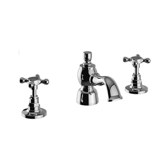 Heritage Trinity 3-Hole Basin Mixer Tap with Pop up Waste - Chrome | Product Image