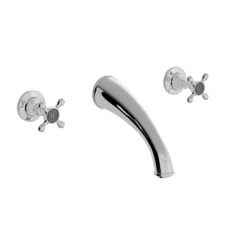Heritage Trinity 3-Hole Wall Mounted Bath Filler Tap - Chrome | Product Image