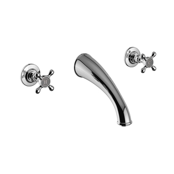 Heritage Trinity 3-Hole Wall Mounted Bath Filler Tap - Chrome | Product Image