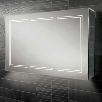 HiB Edge 120 Aluminium LED Triple Door Bathroom Cabinet 700mm H x 1200mm W x 140mm D