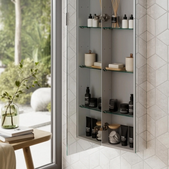 HiB Eris 30 Single Door Mirrored Tall Aluminium Bathroom Cabinet 1700mm H x 300mm W