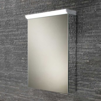 HiB Flux Aluminium Illuminated Bathroom Cabinet 600mm H x 400mm W x 115/150mm D