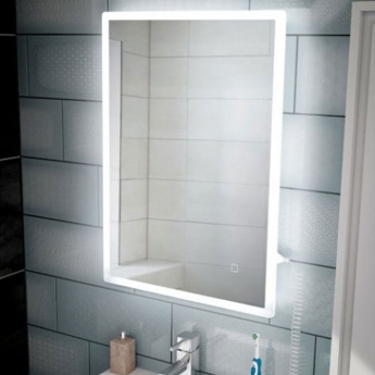 HiB Vega 50 Portrait Demistable LED Bathroom Mirror with Charging Socket 700mm H x 500mm W