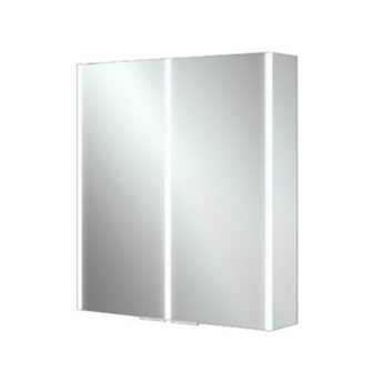 HiB Xenon 60 Aluminium Double Door Bathroom Cabinet with vertical LED 700mm H x 605mm W x 130mm D