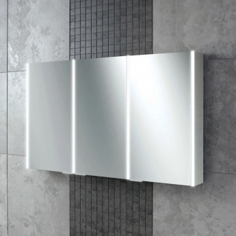 HiB Xenon 120 Aluminium Triple Door Bathroom Cabinet with Vertical LED 700H x 1205mm W x 130mm D