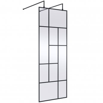 Hudson Reed Abstract Frame Wetroom Screen with Support Bars 760mm Wide - 8mm Glass