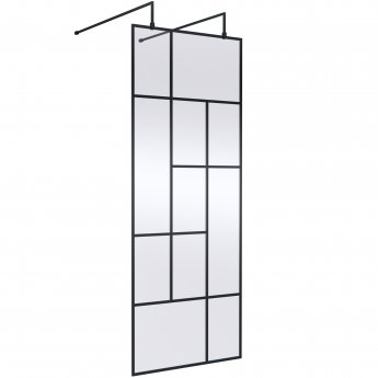 Hudson Reed Abstract Frame Wetroom Screen with Support Bars 800mm Wide - 8mm Glass