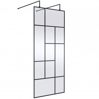 Hudson Reed Abstract Frame Wetroom Screen with Support Bars 900mm Wide - 8mm Glass