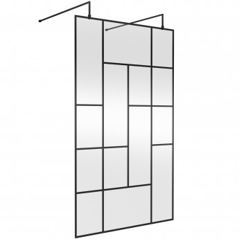 Hudson Reed Abstract Frame Wetroom Screen with Support Bars 1200mm Wide - 8mm Glass