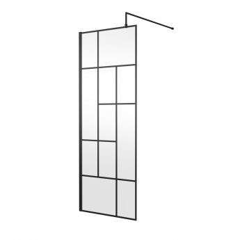 Hudson Reed Abstract Frame Wetroom Screen with Support Bar 760mm Wide - 8mm Glass