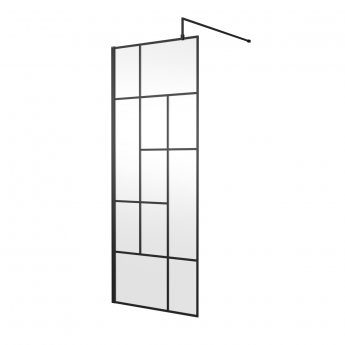 Hudson Reed Abstract Frame Wetroom Screen with Support Bar 800mm Wide - 8mm Glass