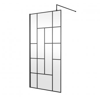 Hudson Reed Abstract Frame Wetroom Screen with Support Bar 1000mm Wide - 8mm Glass