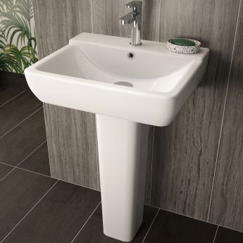 Hudson Reed Arlo Basin with Full Pedestal 550mm Wide - 1 Tap Hole | Product Image