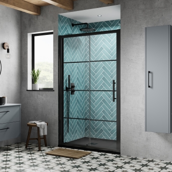 Hudson Reed Apex Black Sliding Door Rectangular Shower Enclosure 1200mm x 800mm