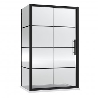 Hudson Reed Apex Black Sliding Door Rectangular Shower Enclosure - 8mm Glass