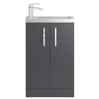 Hudson Reed Apollo Compact Floor Standing Vanity Unit and Basin 505mm Wide Gloss Grey 1 Tap Hole