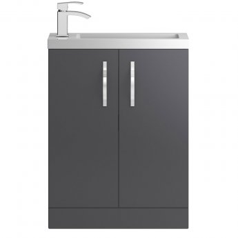 Hudson Reed Apollo Compact Floor Standing Vanity Unit and Basin 605mm Wide Gloss Grey 1 Tap Hole