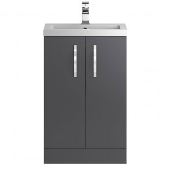 Hudson Reed Apollo Floor Standing Vanity Unit and Basin 505mm Wide Gloss Grey 1 Tap Hole