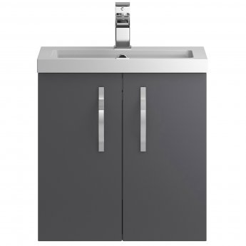 Hudson Reed Apollo Wall Hung Vanity Unit and Basin 505mm Wide Gloss Grey 1 Tap Hole