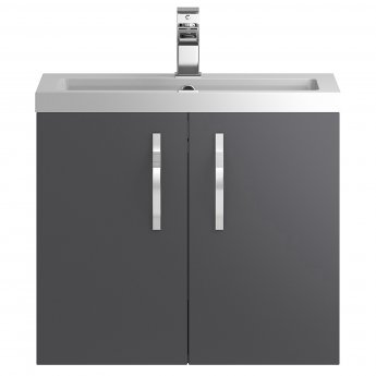 Hudson Reed Apollo Wall Hung Vanity Unit and Basin 605mm Wide Gloss Grey 1 Tap Hole