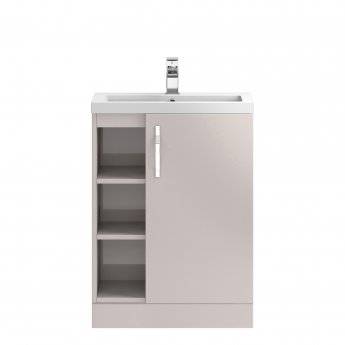 Hudson Reed Apollo 1-Door Floor Standing Vanity Unit and Basin 605mm Wide Gloss Cashmere 1 Tap Hole