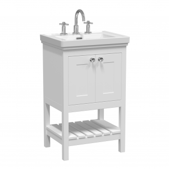 Hudson Reed Bexley Floor Standing Vanity Unit with 3TH Basin 500mm Wide - Pure White