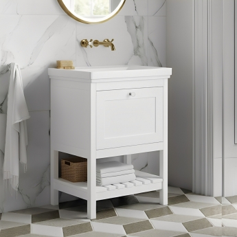 Hudson Reed Bexley Floor Standing Vanity Unit with 0TH Basin 500mm Wide - Pure White