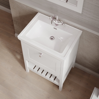 Hudson Reed Bexley Floor Standing Vanity Unit with 1TH Basin 600mm Wide - Pure White | Product Image