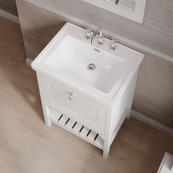 Hudson Reed Bexley Floor Standing Vanity Unit with 3TH Basin 600mm Wide - Pure White | Product Image