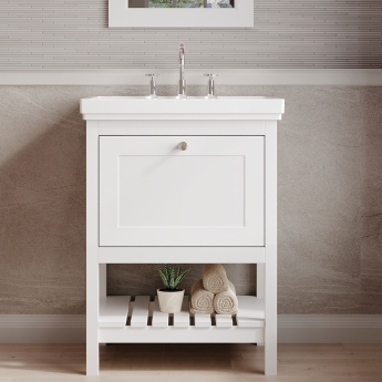 Hudson Reed Bexley Floor Standing Vanity Unit with 3TH Basin 600mm Wide - Pure White | Product Image