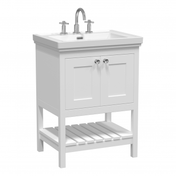 Hudson Reed Bexley Floor Standing Vanity Unit with 3TH Basin 600mm Wide - Pure White