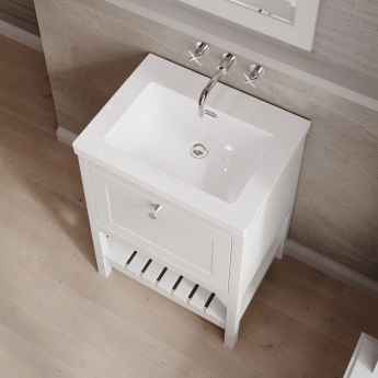 Hudson Reed Bexley Floor Standing Vanity Unit with 0TH Contemporary Basin 600mm Wide - Pure White | Product Image