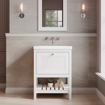 Hudson Reed Bexley Floor Standing Vanity Unit with 0TH Contemporary Basin 600mm Wide - Pure White | Product Image