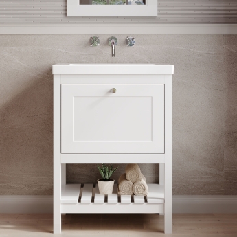 Hudson Reed Bexley Floor Standing Vanity Unit with 0TH Contemporary Basin 600mm Wide - Pure White | Product Image