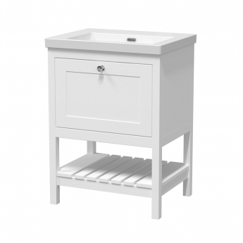 Hudson Reed Bexley Floor Standing Vanity Unit with 0TH Contemporary Basin 600mm Wide - Pure White | Product Image