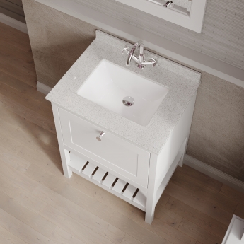 Hudson Reed Bexley Floor Standing Vanity Unit with 1TH Marble Top Basin 600mm Wide - Pure White