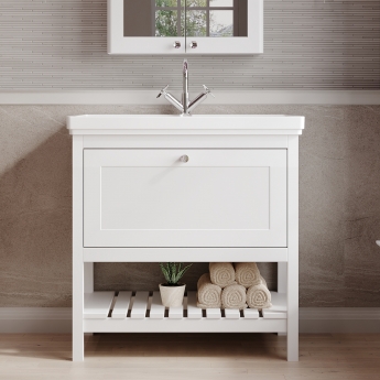 Hudson Reed Bexley Floor Standing Vanity Unit with 1TH Basin 800mm Wide - Pure White