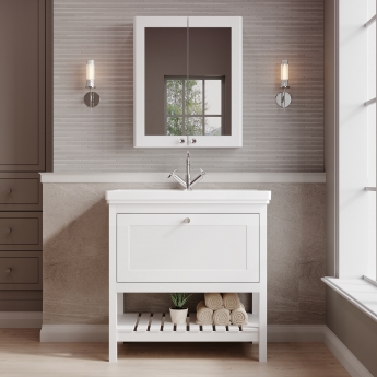 Hudson Reed Bexley Floor Standing Vanity Unit with 1TH Basin 800mm Wide - Pure White