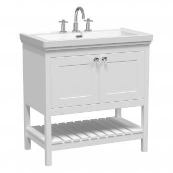Hudson Reed Bexley Floor Standing Vanity Unit with 3TH Basin 800mm Wide - Pure White