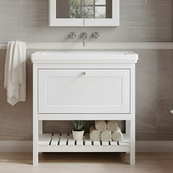 Hudson Reed Bexley Floor Standing Vanity Unit with 0TH Basin 800mm Wide - Pure White