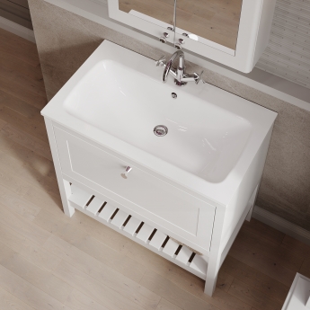 Hudson Reed Bexley Floor Standing Vanity Unit with 1TH Stone Textured Basin 800mm Wide - Pure White | Product Image