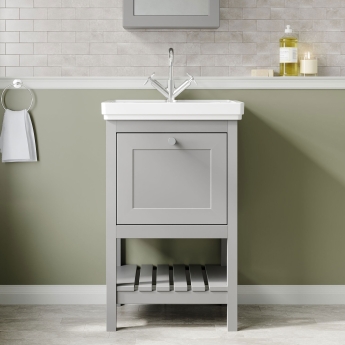 Hudson Reed Bexley 500mm Floor Standing Vanity Unit with Fireclay Basin | Product Image