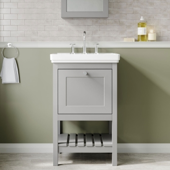 Hudson Reed Bexley Floor Standing Vanity Unit with 3TH Basin 500mm Wide - Cool Grey | Product Image