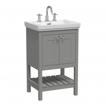 Hudson Reed Bexley Floor Standing Vanity Unit with 3TH Basin 500mm Wide - Cool Grey