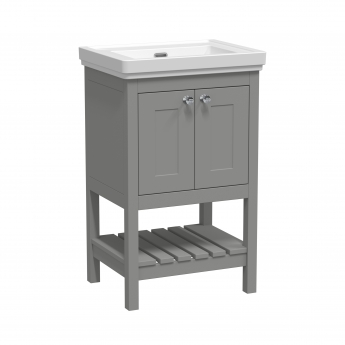 Hudson Reed Bexley Floor Standing Vanity Unit with 0TH Basin 500mm Wide - Cool Grey