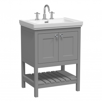 Hudson Reed Bexley Floor Standing Vanity Unit with 3TH Basin 600mm Wide - Cool Grey