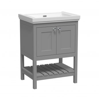 Hudson Reed Bexley Floor Standing Vanity Unit with 0TH Basin 600mm Wide - Cool Grey
