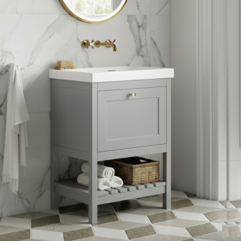 Hudson Reed Bexley Floor Standing Vanity Unit with 0TH Contemporary Basin 600mm Wide - Cool Grey | Product Image