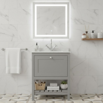 Hudson Reed Bexley 600mm Floor Standing Vanity Unit with Marble Top Basin