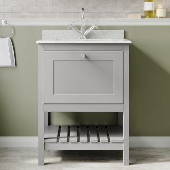Hudson Reed Bexley 600mm Floor Standing Vanity Unit with Marble Top Basin